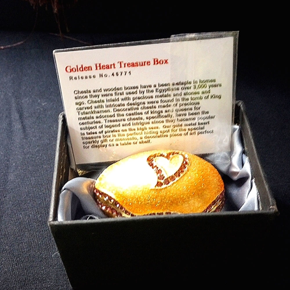 Golden Heart Treasure Box Sculpture